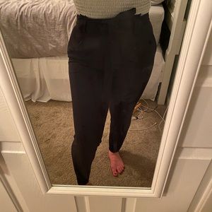 Black high rise paper bag pants